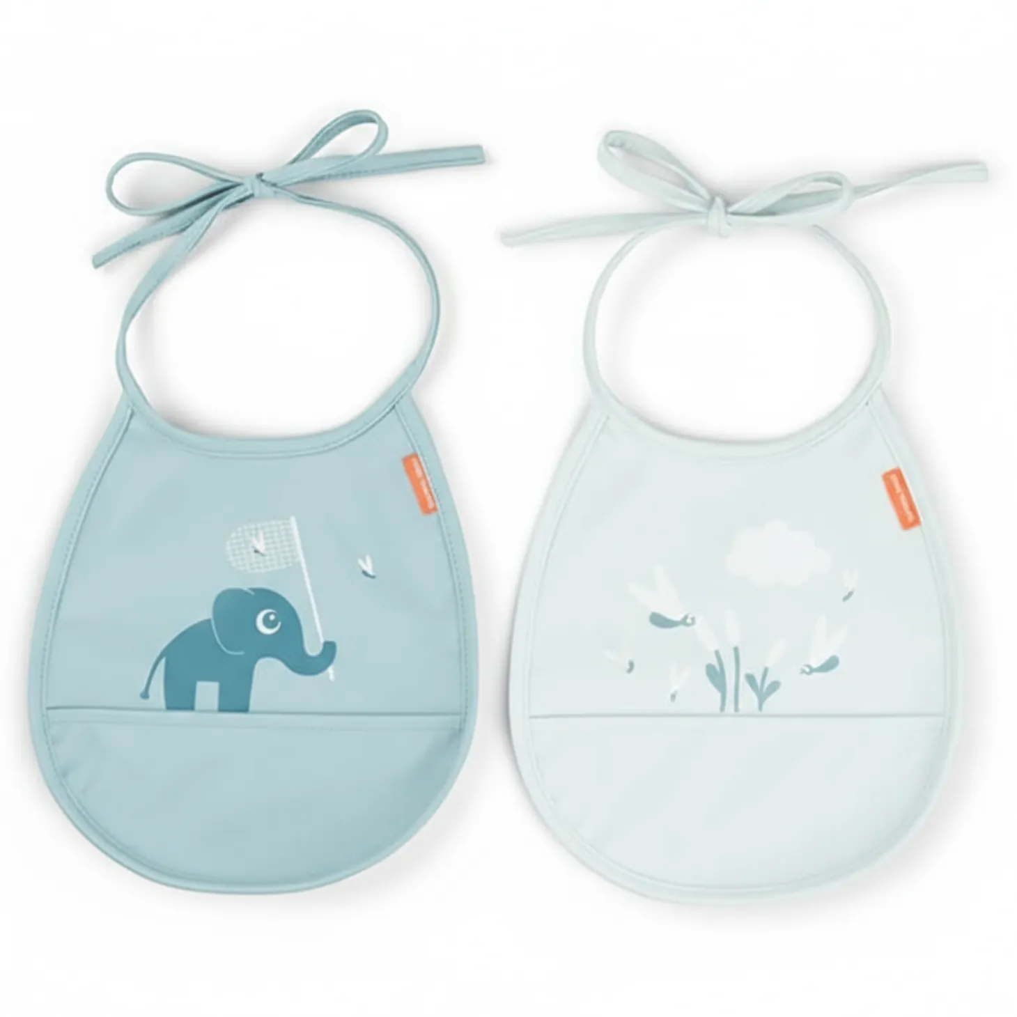 Śliniak z kieszonką Tiny Happy Clouds - Blue, 2 szt.