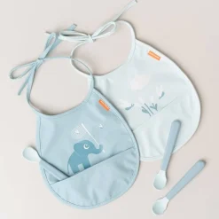 Śliniak z kieszonką Tiny Happy Clouds - Blue, 2 szt.
