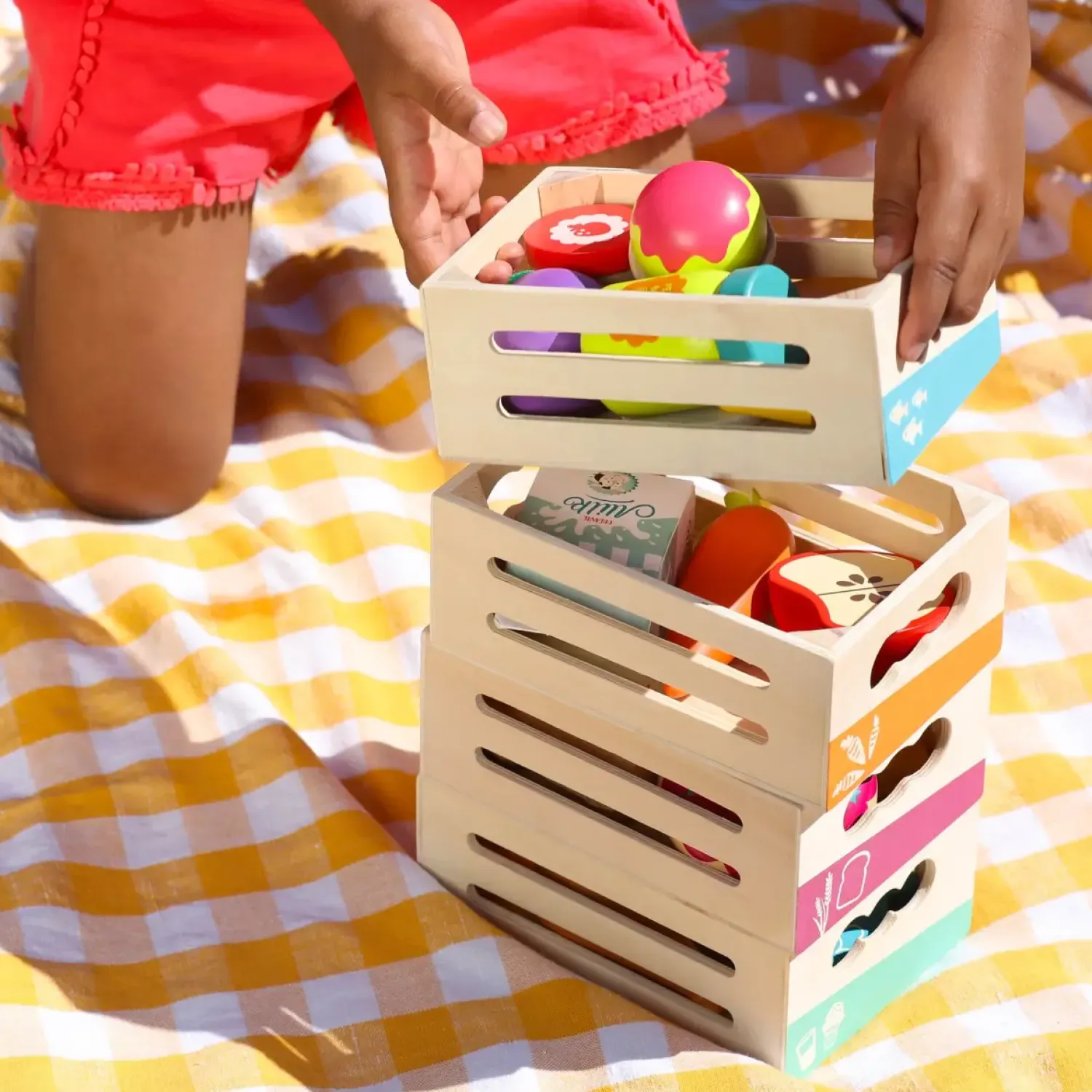 3 Lata +|2 Lata + | B.Toys Little Foodie Groups – drewniane skrzyneczki z produktami spożywczymi