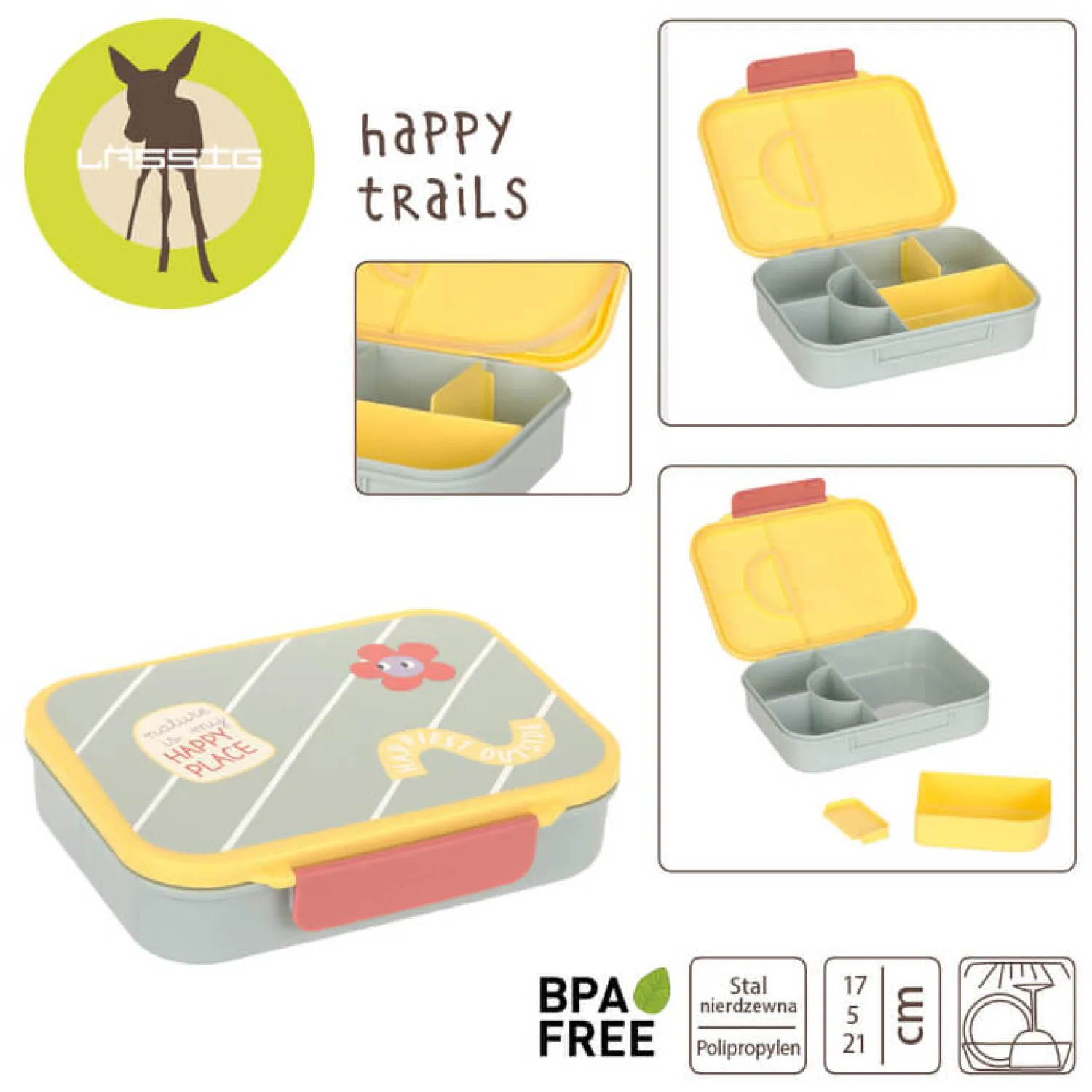 Lunchboxy|Przechowywanie Jedzenia | Lassig Lunchbox Bento z przegródkami Happy Trails Flower