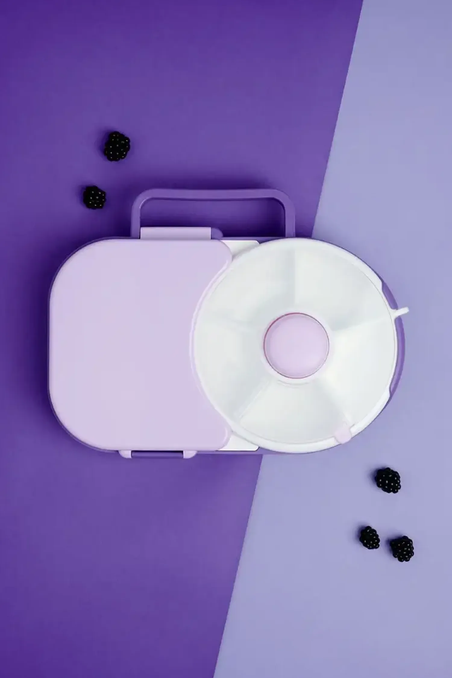 Przechowywanie Jedzenia|Przydatne Akcesoria | GOBE LUNCHBOX & SNACK SPINNER 2IN1 śniadaniówka dla dzieci, Grape Purple