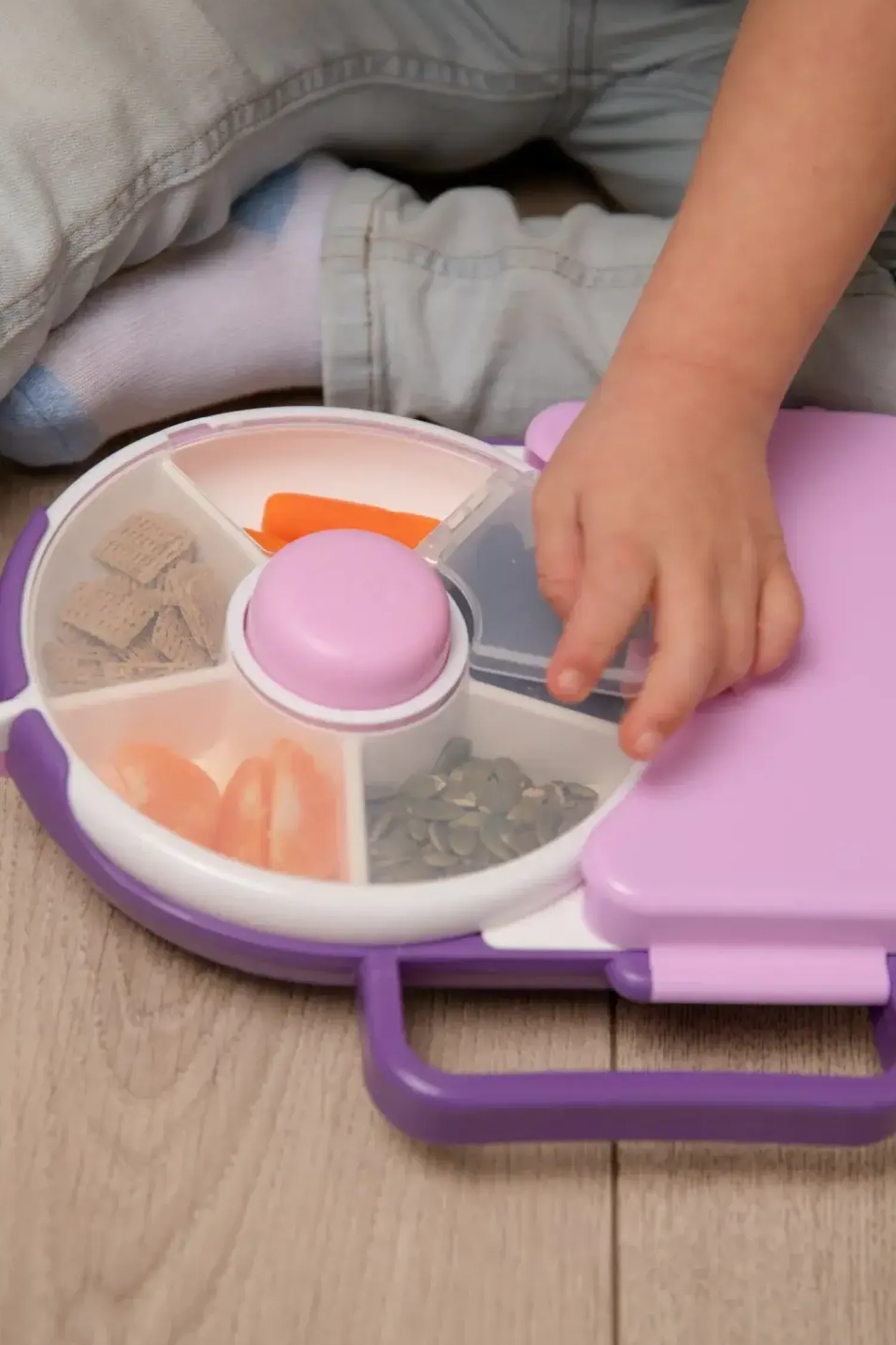 Przechowywanie Jedzenia|Przydatne Akcesoria | GOBE LUNCHBOX & SNACK SPINNER 2IN1 śniadaniówka dla dzieci, Grape Purple