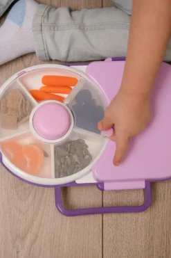 Przechowywanie Jedzenia|Przydatne Akcesoria | GOBE LUNCHBOX & SNACK SPINNER 2IN1 śniadaniówka dla dzieci, Grape Purple