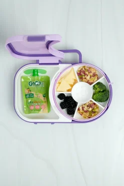 Przechowywanie Jedzenia|Przydatne Akcesoria | GOBE LUNCHBOX & SNACK SPINNER 2IN1 śniadaniówka dla dzieci, Grape Purple
