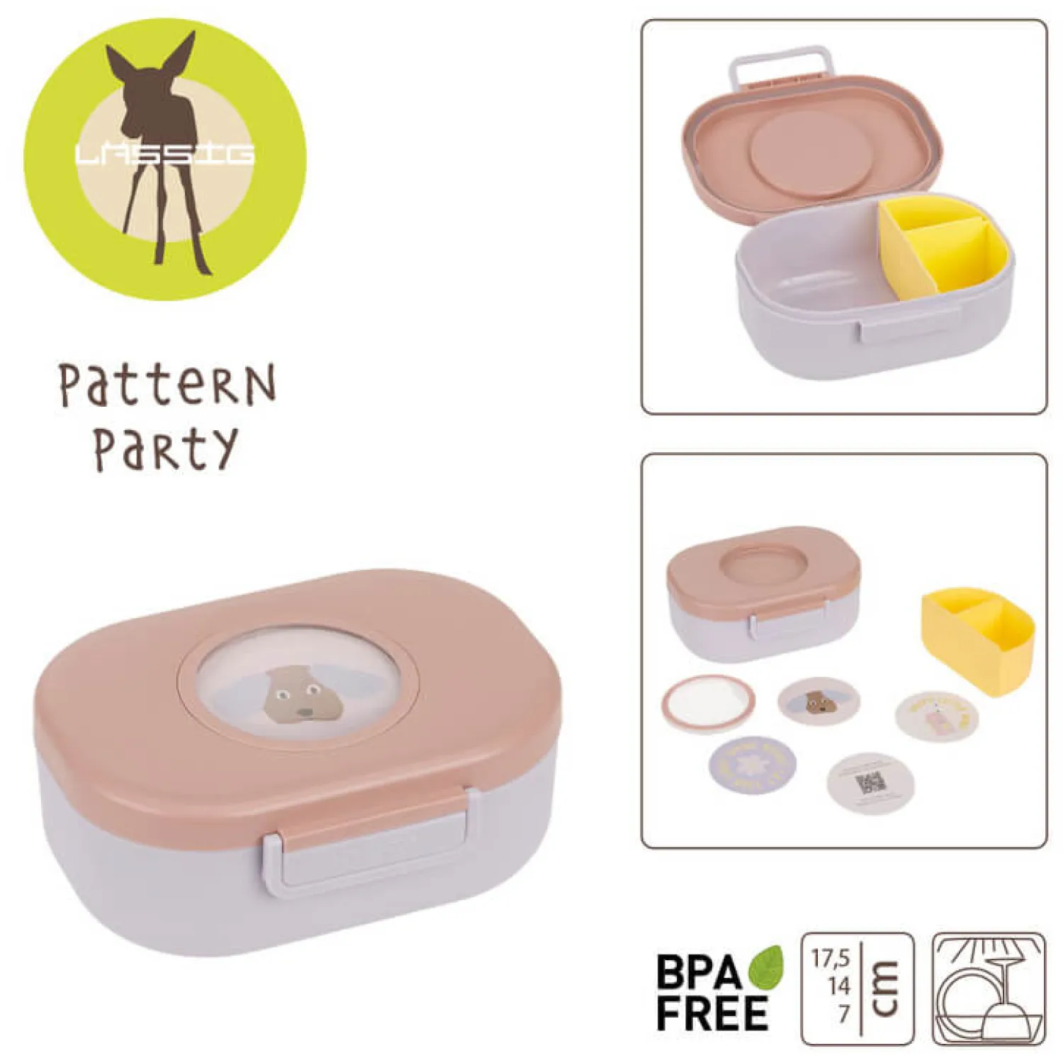 Lunchboxy|Przechowywanie Jedzenia | Lassig Lunchbox Style & Snack z przegródkami Pattern Party - rose, lilac
