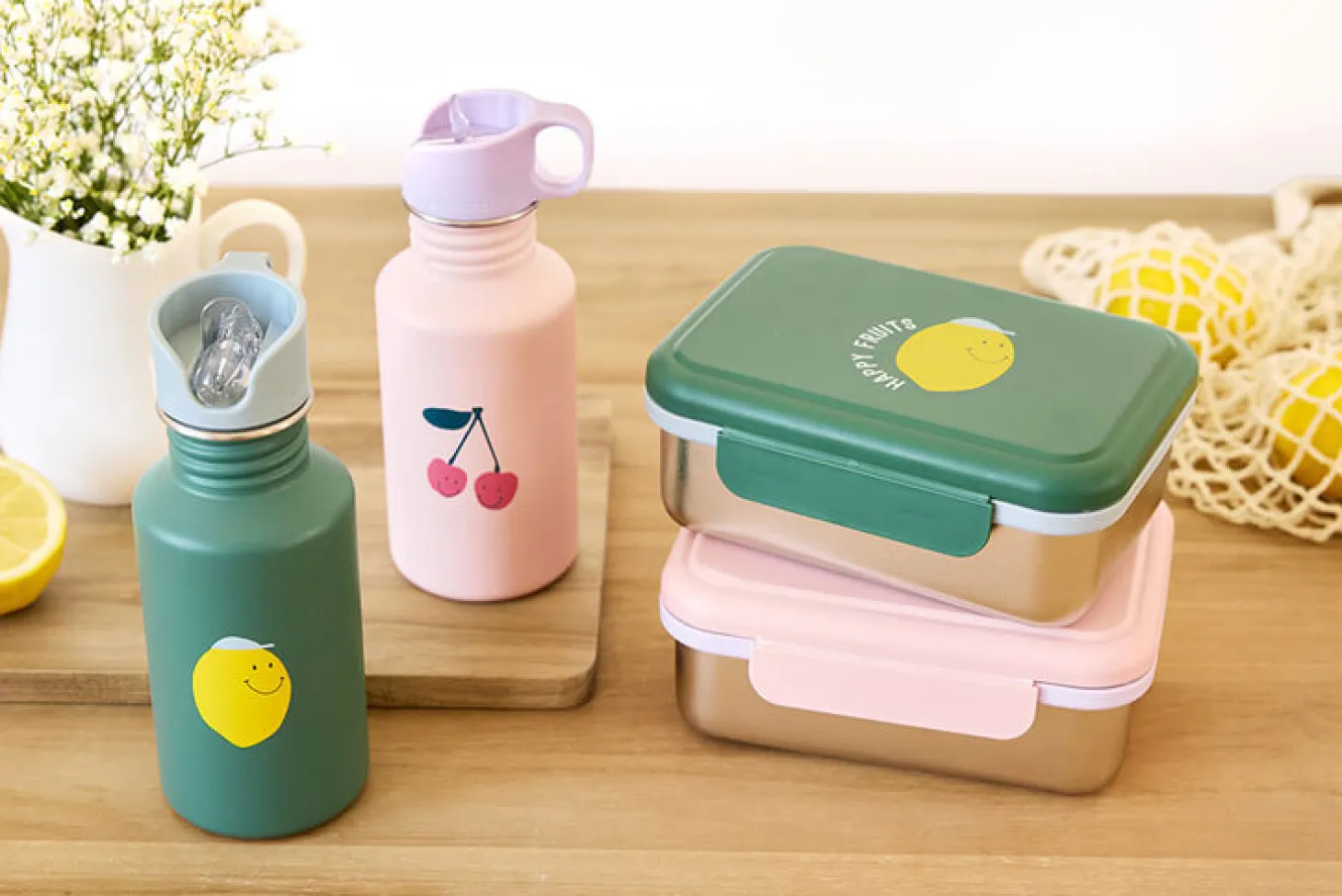 Lunchbox ze stali nierdzewnej Happy Fruits Lemon