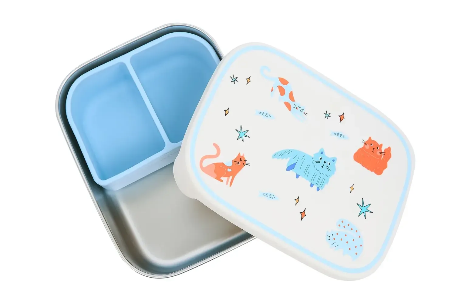 Lunchboxy|Przechowywanie Jedzenia | The cotton cloud Lunchbox ze stali nierdzewnej z wyjmowanymi przegródkami - Meowtiful Cats