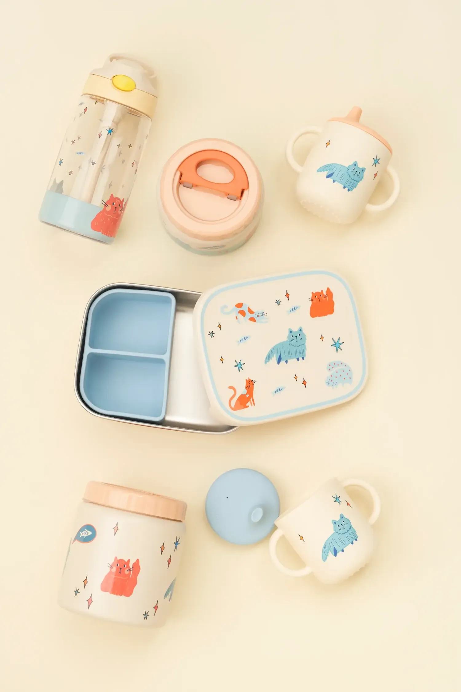 Lunchboxy|Przechowywanie Jedzenia | The cotton cloud Lunchbox ze stali nierdzewnej z wyjmowanymi przegródkami - Meowtiful Cats