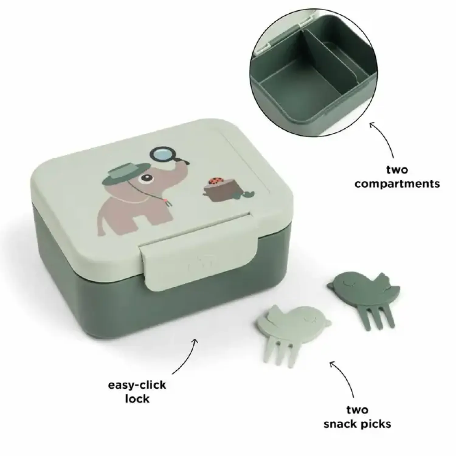 Lunchboxy|Przechowywanie Jedzenia | Done by Deer Lunchbox z widelczykami Tiny Trails Green