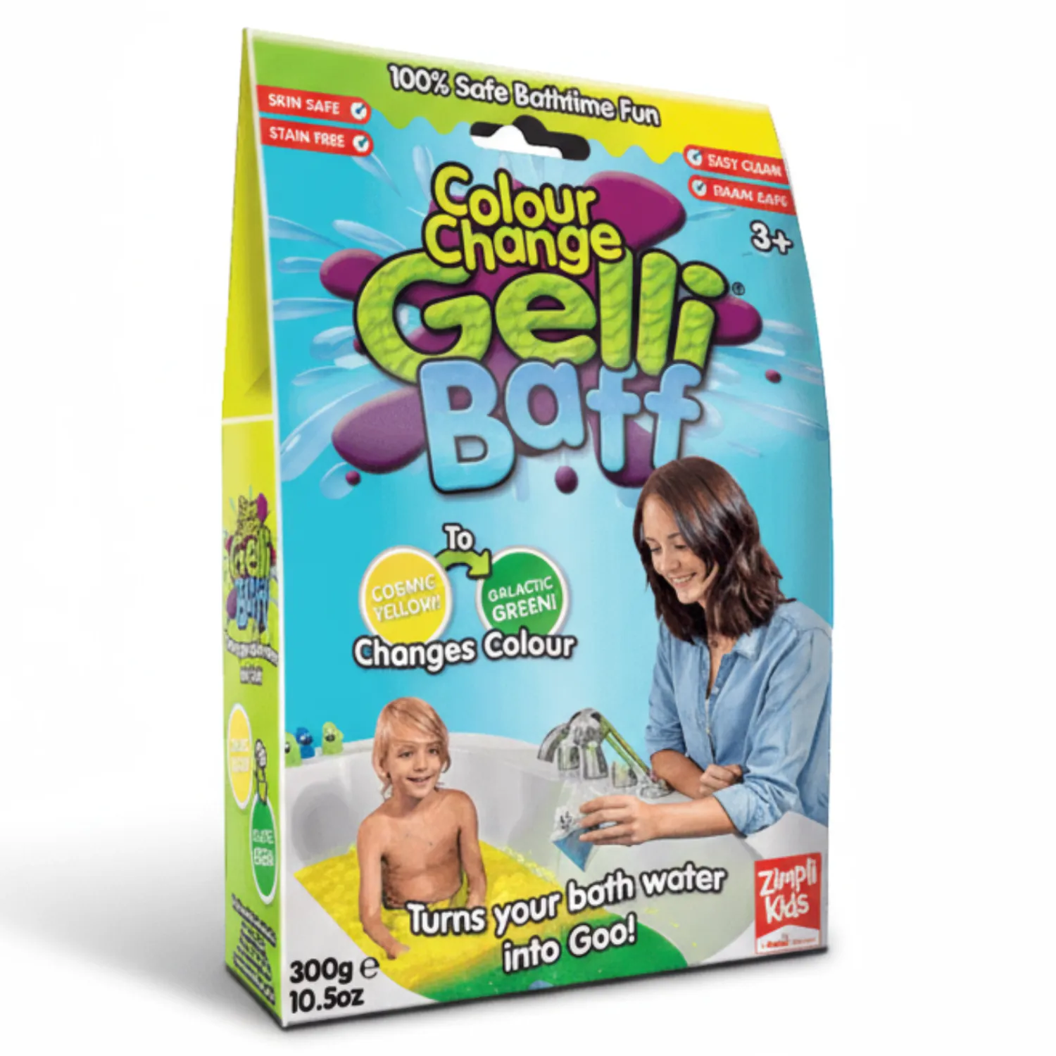 Zabawki Do Kąpieli|Do Kąpieli | Zimpli Kids Magiczny proszek do kąpieli Gelli Baff Colour Change - kosmiczny żółty, 300 g