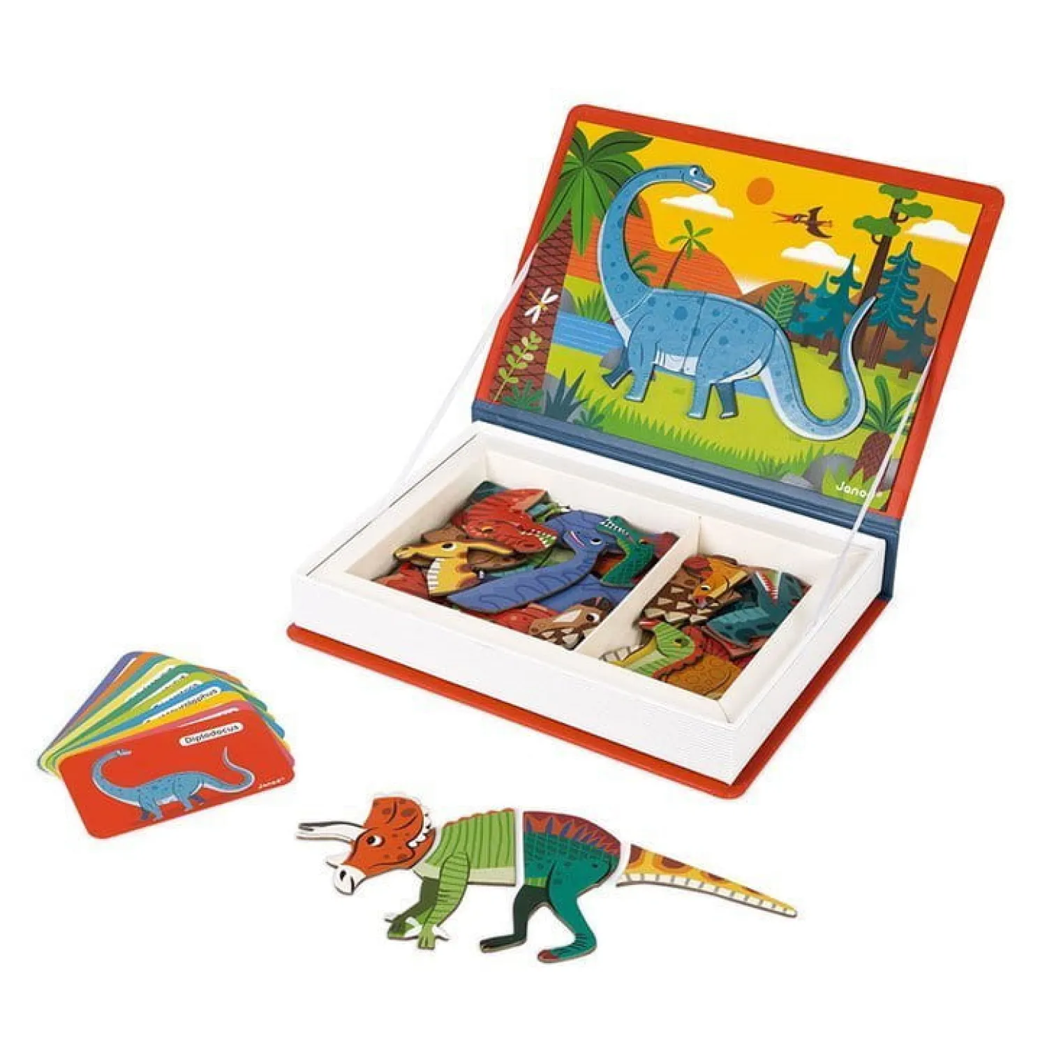 Idealne W Podróży|6 Lat+ | Janod Magnetyczna układanka Dinozaury Magnetibook