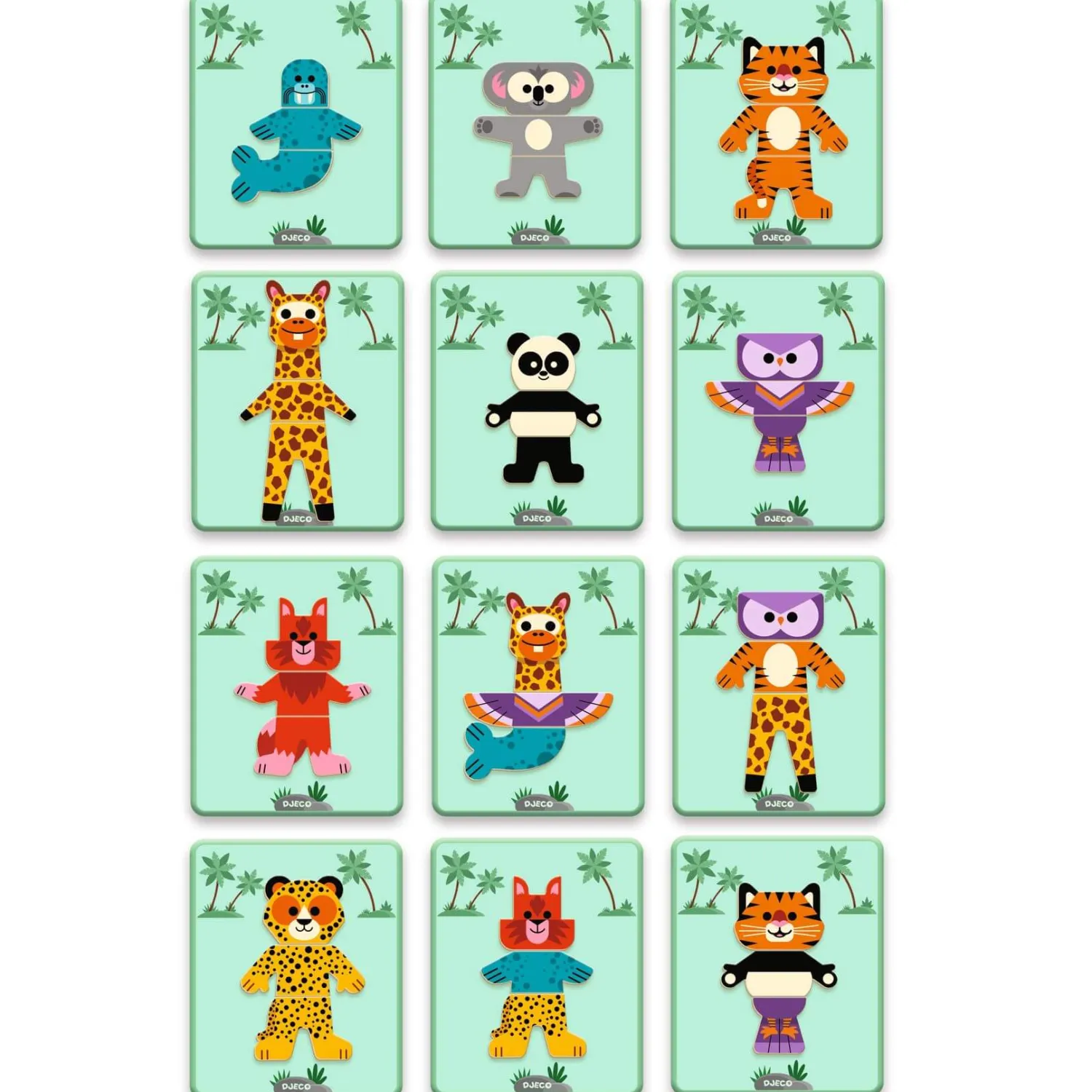 Idealne W Podróży|3 Lata + | Djeco Magnetyczne puzzle Inzebox SAFARI