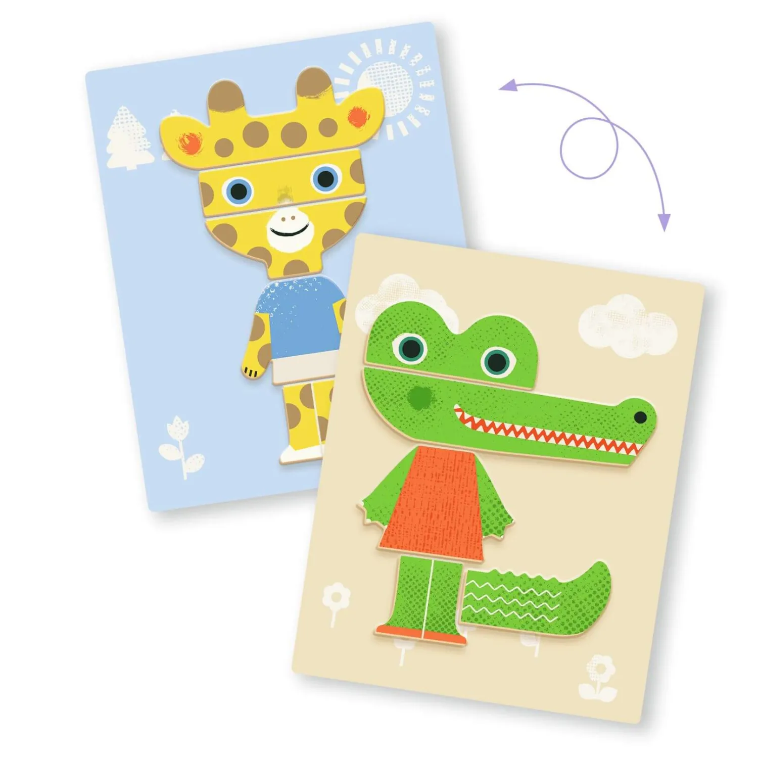 Idealne W Podróży|3 Lata + | Djeco Magnetyczne puzzle Inzebox ZWIERZĘTA