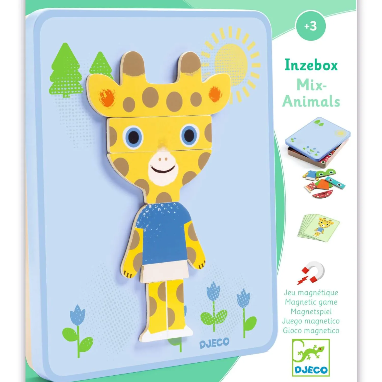 Idealne W Podróży|3 Lata + | Djeco Magnetyczne puzzle Inzebox ZWIERZĘTA
