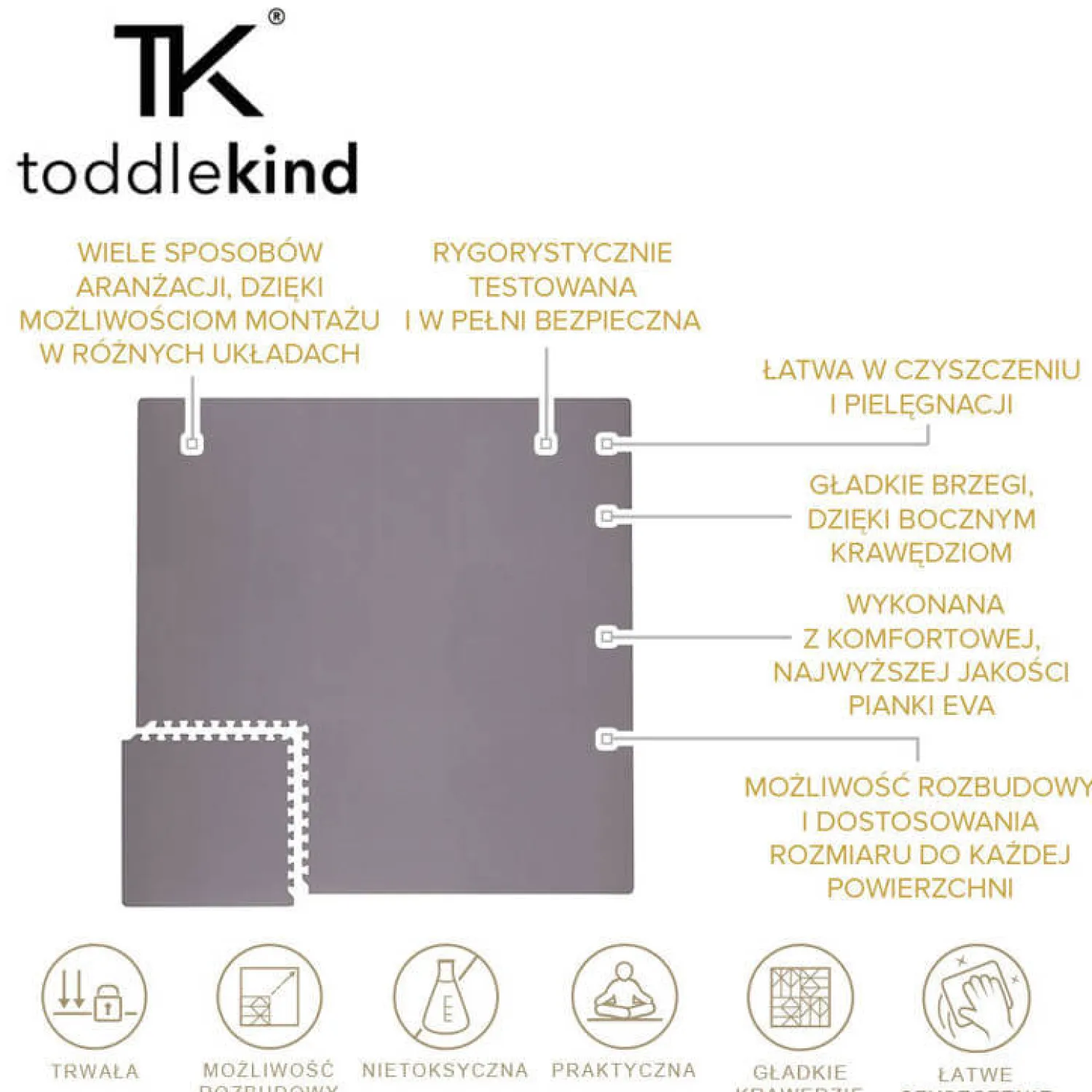 Maty Edukacyjne|Maty Edukacyjne | Toddlekind Mata do zabawy piankowa podłogowa Classic Playmat Storm