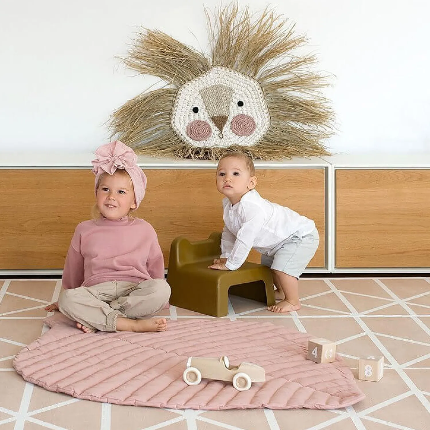 12M+|6 Lat+ | Toddlekind Mata do zabawy z bawełny organicznej w kształcie liścia - Sea Shell