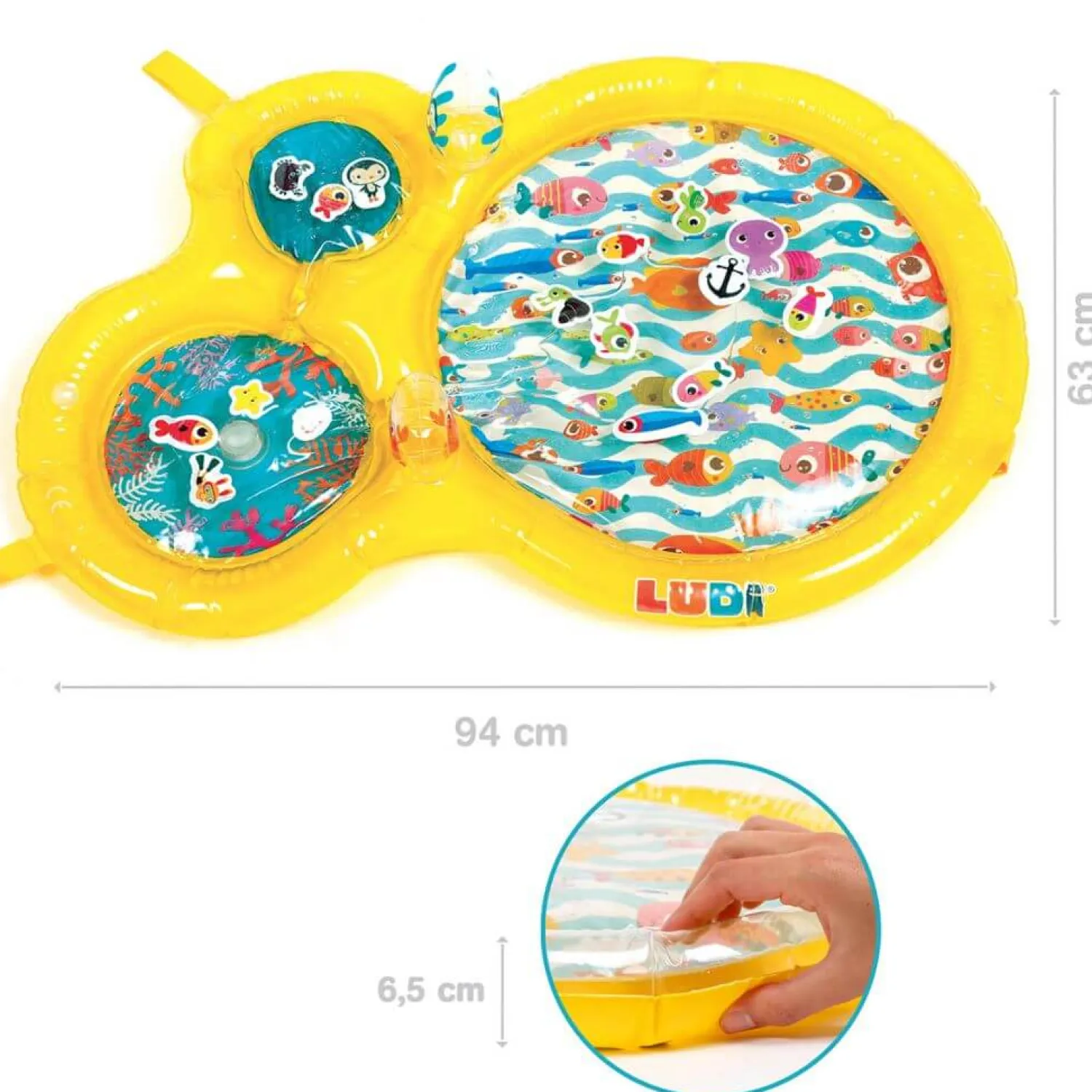 12M+|Aktywizujące | LUDI Mata wodna dla niemowląt, wersja maxi - żółta