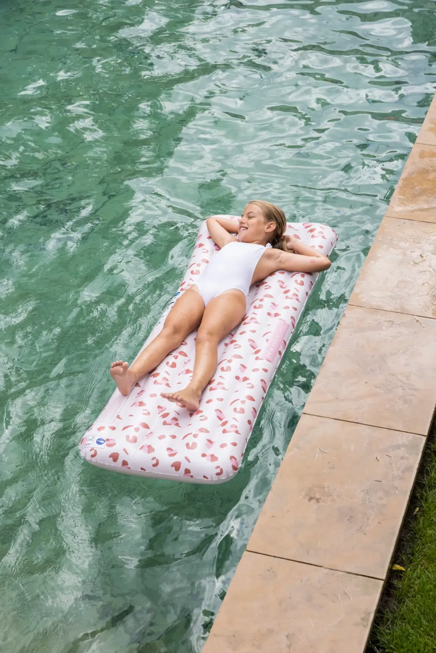 6 Lat+|7 Lat+ | The Swim Essentials Materac do pływania Old Pink Leopard