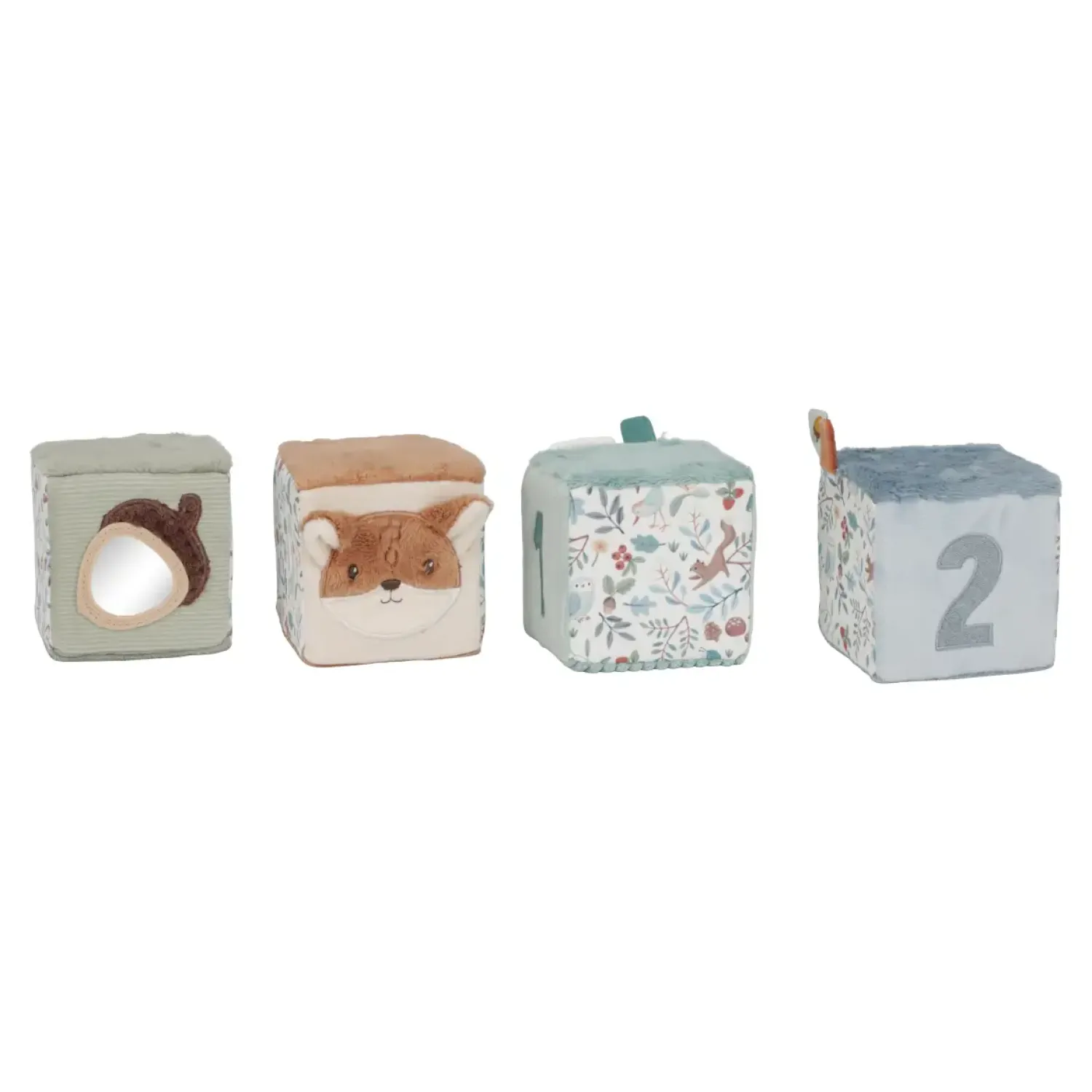 Sensoryczne|Klocki | Little Dutch 4 Miękkie kostki aktywizujące Forest Friends