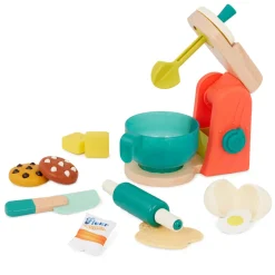 2 Lata +|4 Lata + | B.Toys Mini Chef – Mix & Bake Playset – drewniany mikser z akcesoriami i składnikami do pieczenia ciast