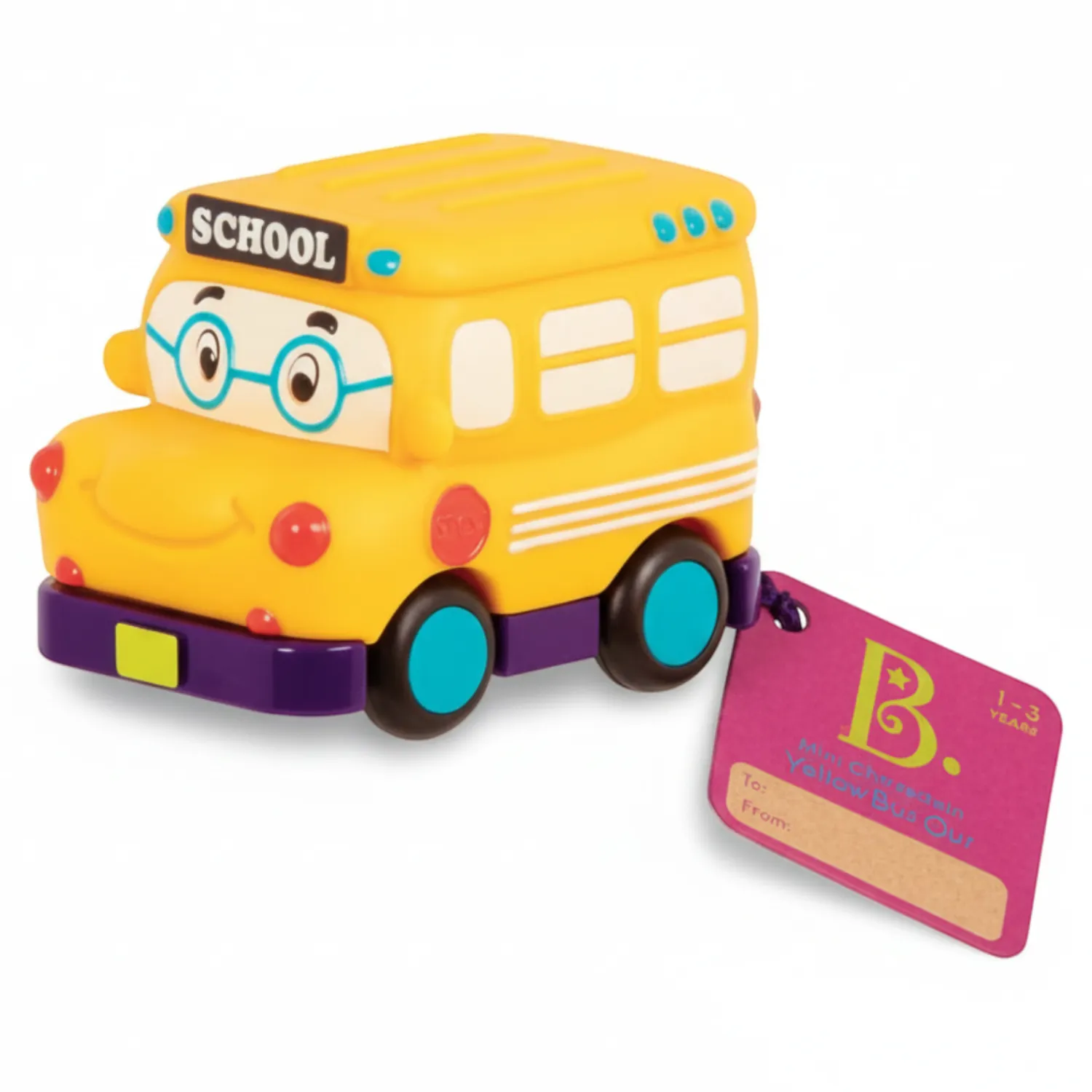2 Lata +|12M+ | B.Toys Mini Wheeee-ls! - mini autko z napędem: SZKOLNY AUTOBUS Yellow Bus Gus