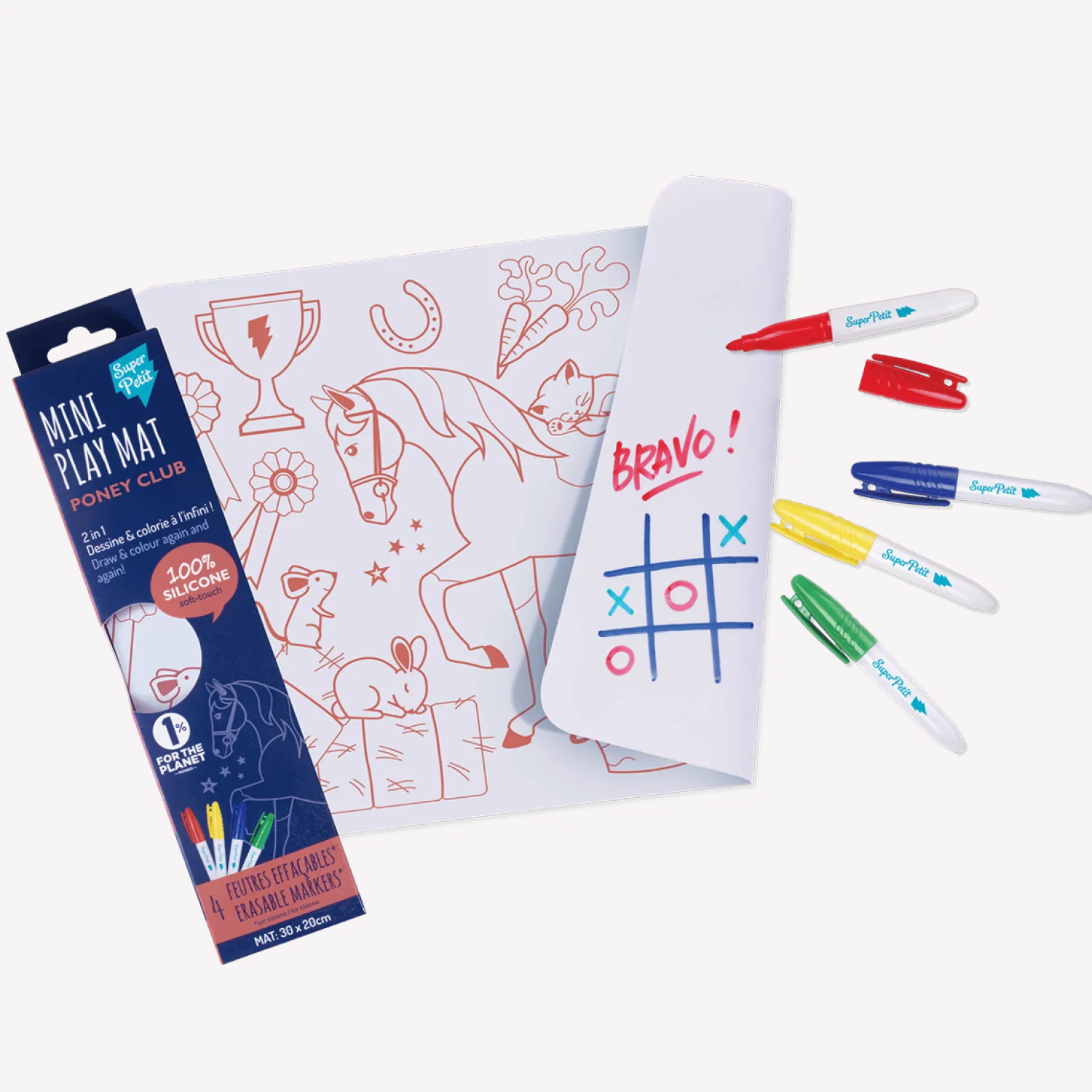 Idealne W Podróży|6 Lat+ | Super Petit Mini zestaw do kolorowania z silikonową matą - Pony Club