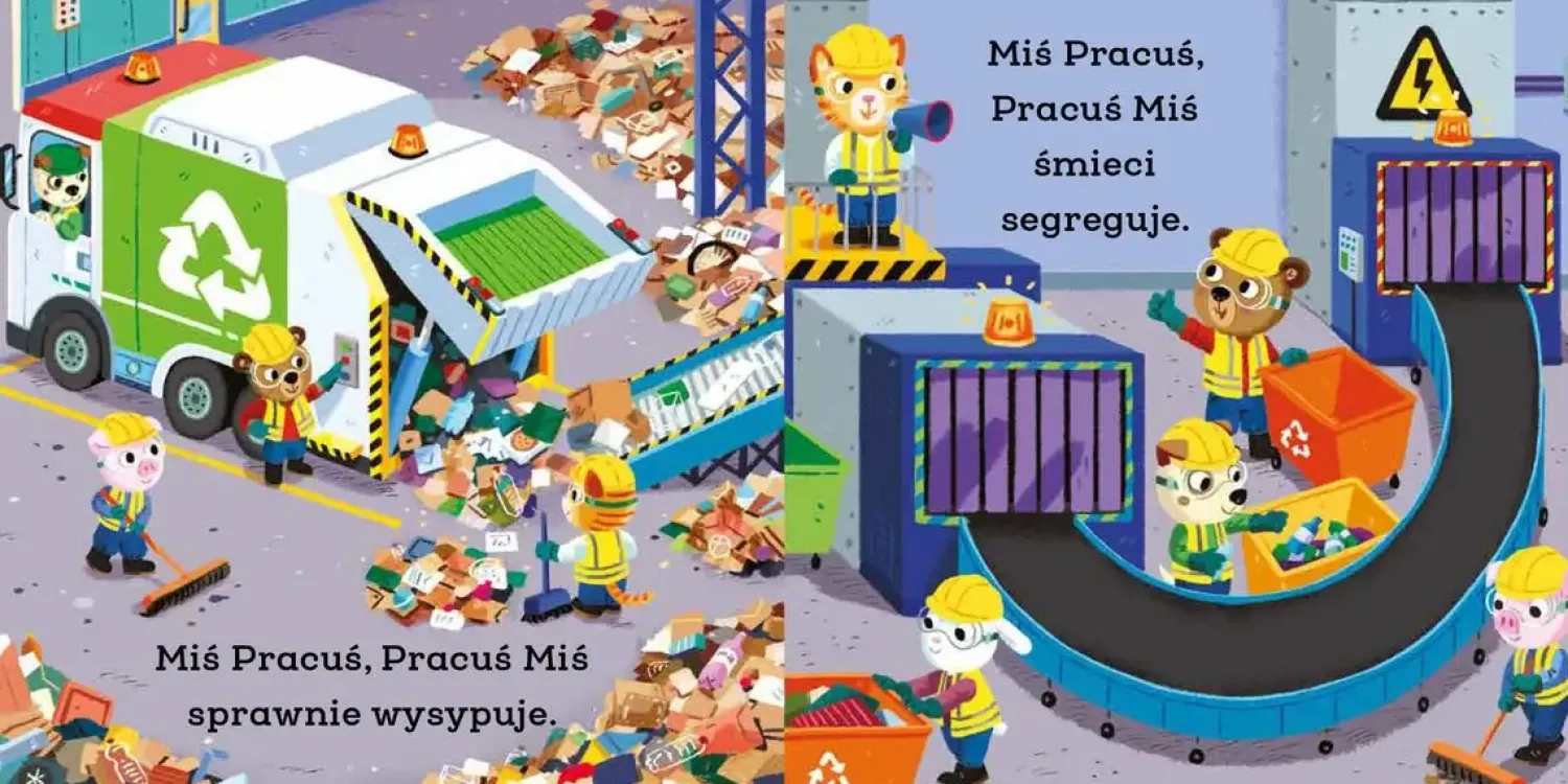 Ruchome Elementy|0-2 Lat | Wydawnictwo Wilga Miś Pracuś. Śmieciarka