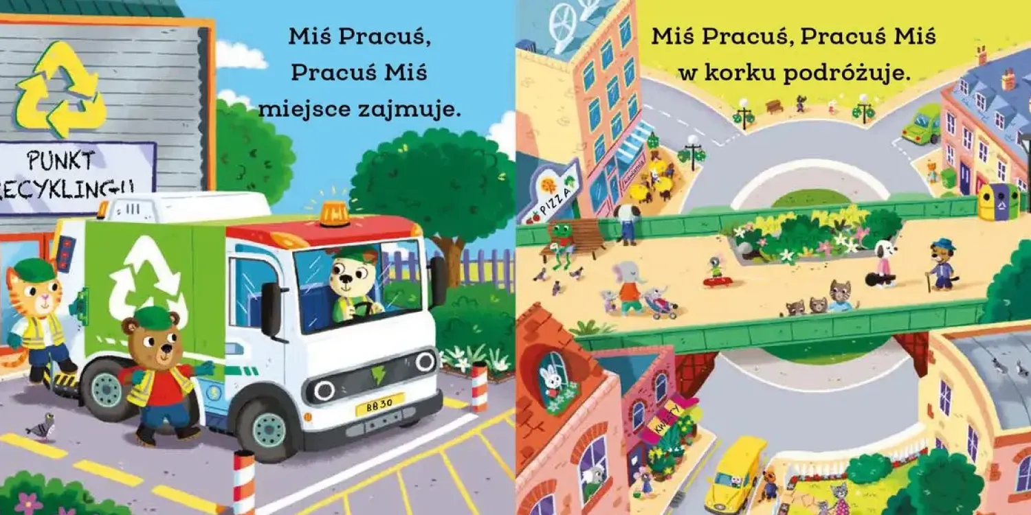 Ruchome Elementy|0-2 Lat | Wydawnictwo Wilga Miś Pracuś. Śmieciarka