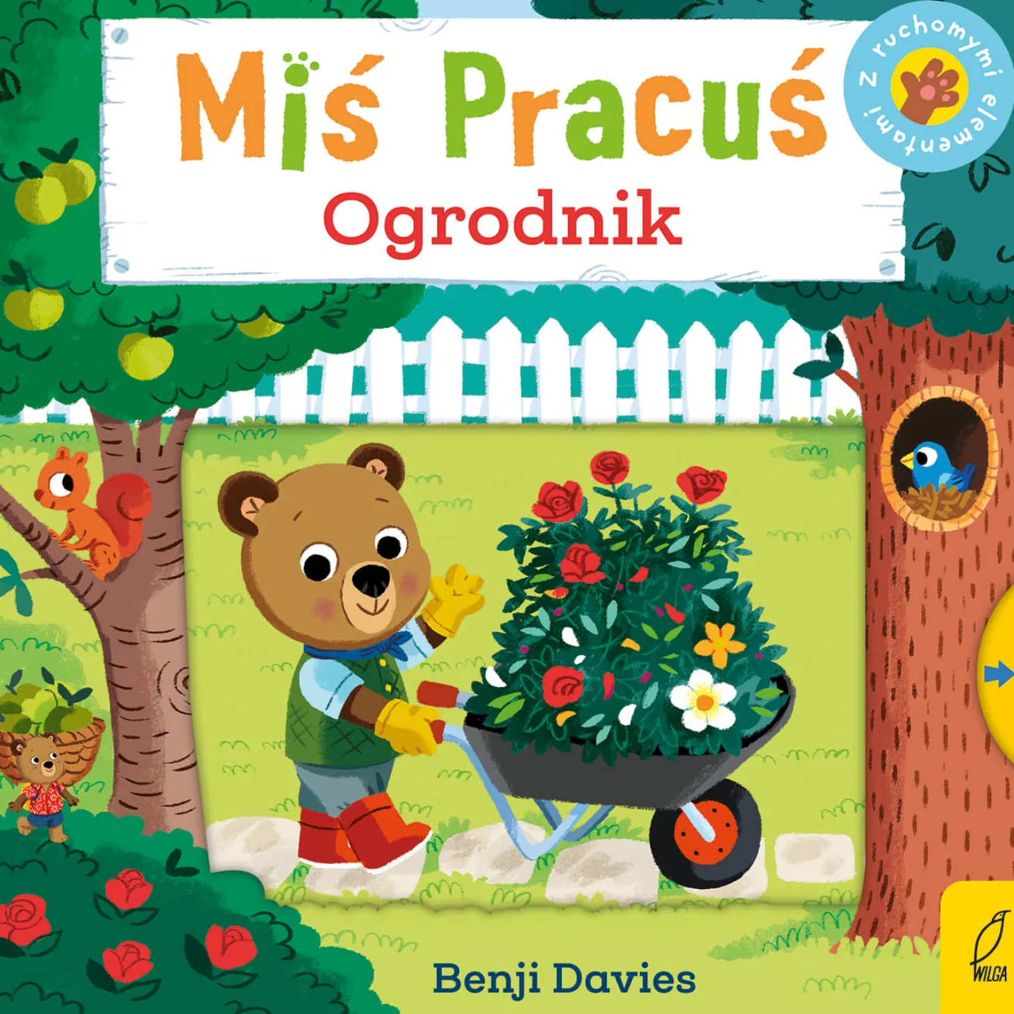 Miś Pracuś. Przesuń paluszkiem. Ogrodnik
