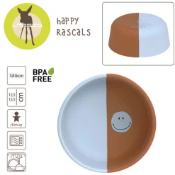 Naczynia Dla Dzieci | Lassig Miseczka silikonowa dla dzieci Happy Rascals Smile sky blue