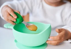 Metoda Blw|Naczynia Dla Dzieci | Nanas Manners Miska silikonowa z przyssawką i uchwytem GREEN