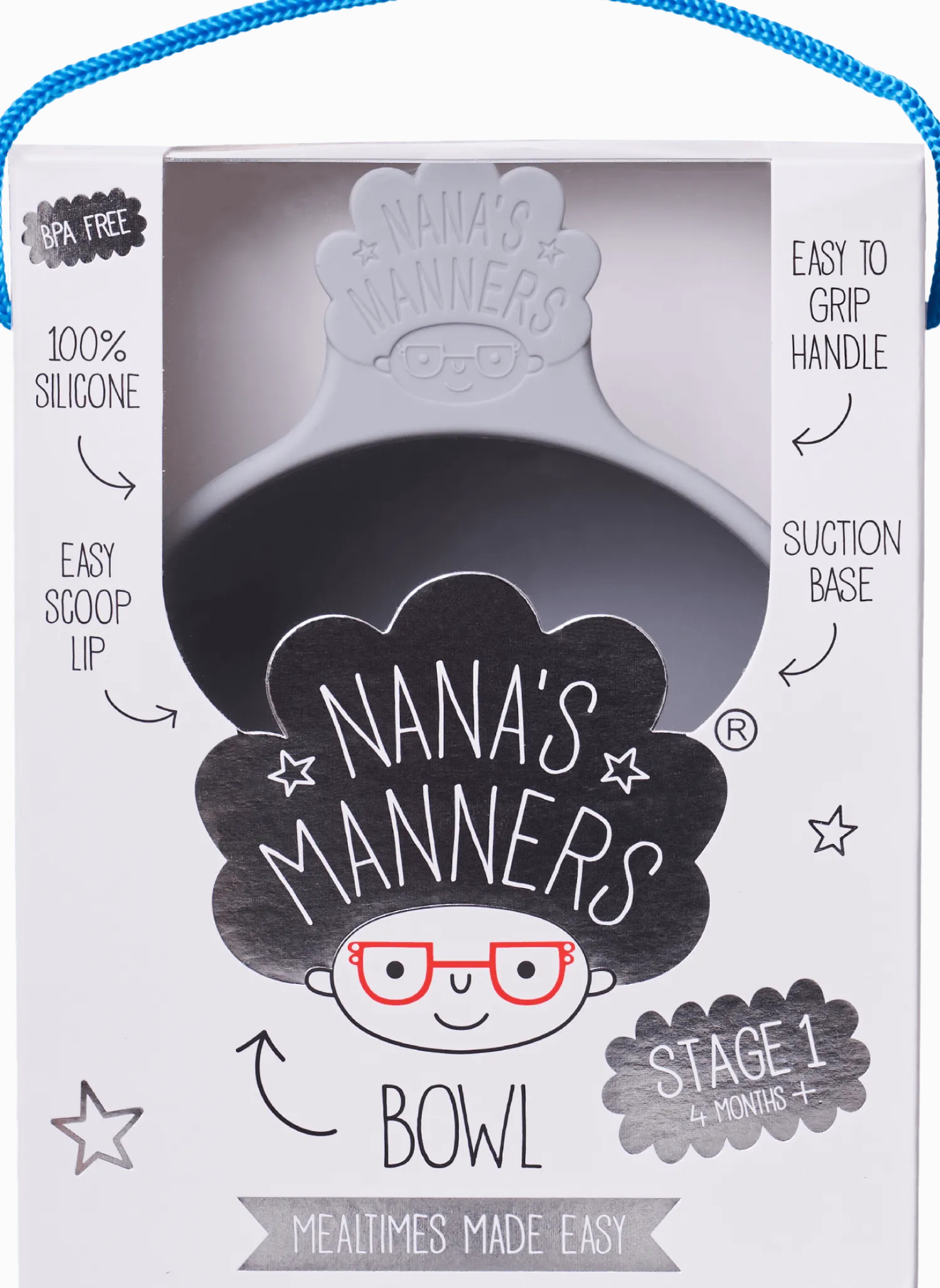 Metoda Blw|Naczynia Dla Dzieci | Nanas Manners Miska silikonowa z przyssawką i uchwytem GREY