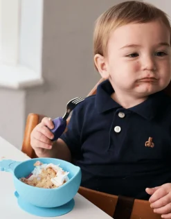 Metoda Blw|Naczynia Dla Dzieci | Nanas Manners Miska silikonowa z przyssawką i uchwytem BLUE