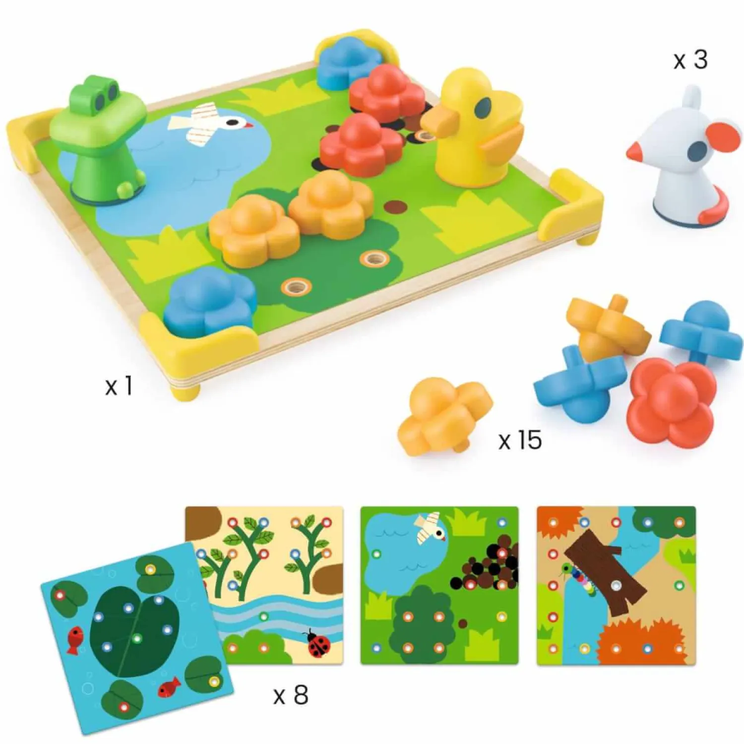 Aktywizujące|2 Lata + | Djeco Mozaika DUCKY&CO - kolorowe obrazki