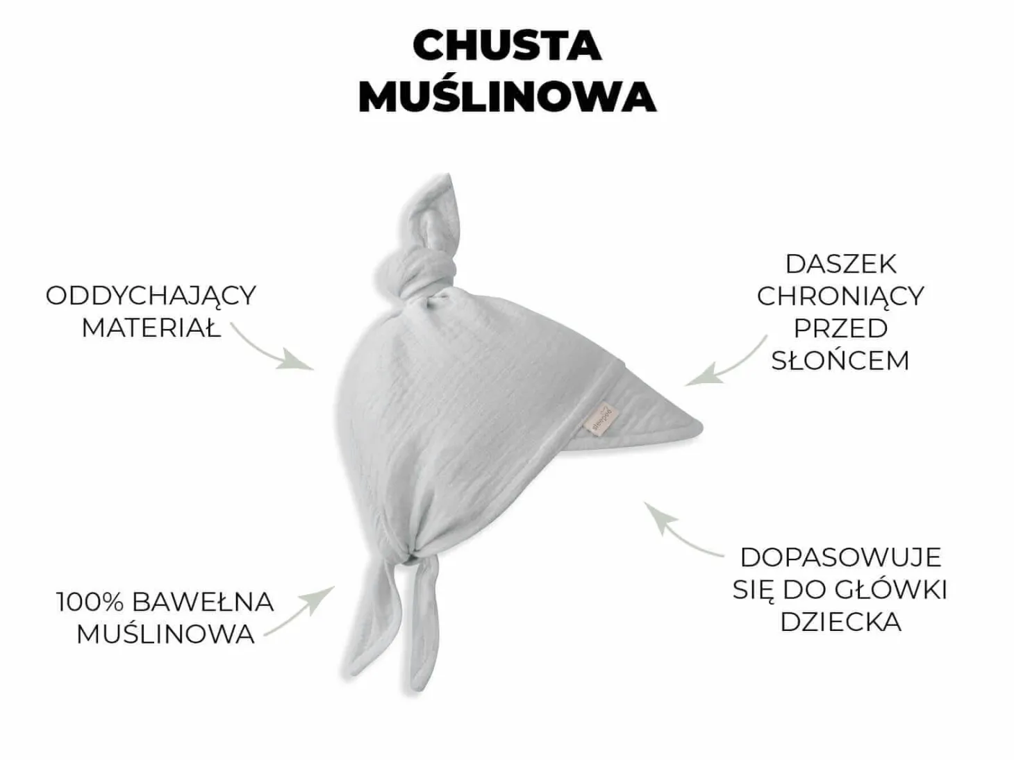 Muślinowa chustka z daszkiem - Petrol