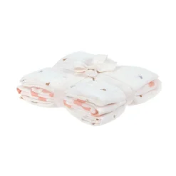 Muślinowy otulacz kocyk z bawełny organicznej 60x60cm zestaw 3 szt. Happy Fruits peach