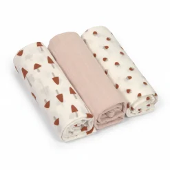 Muślinowy otulacz-kocyk z biobawełny 85x85cm - Little Forest powder pink, 3 szt.