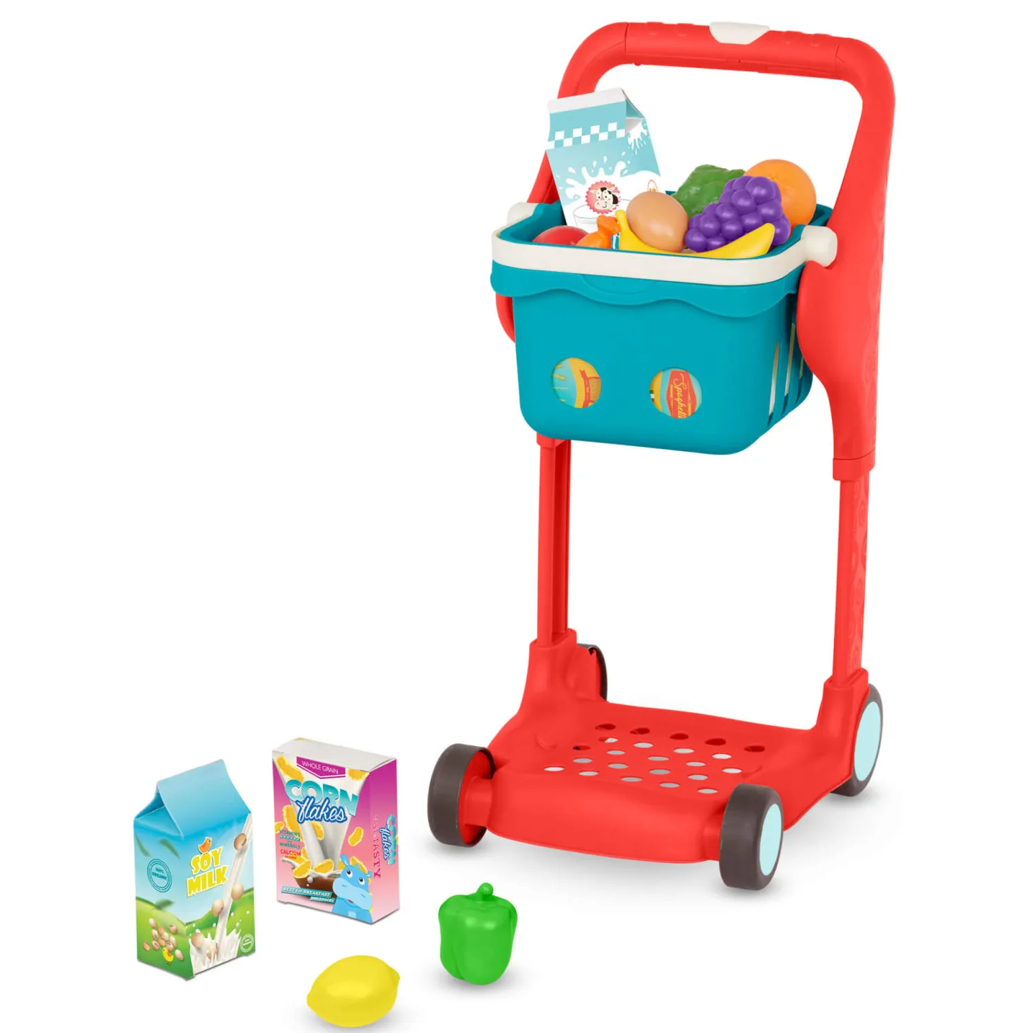 3 Lata +|2 Lata + | B.Toys Muzyczny wózek zakupowy - światło i dźwięk - wersja czerwona