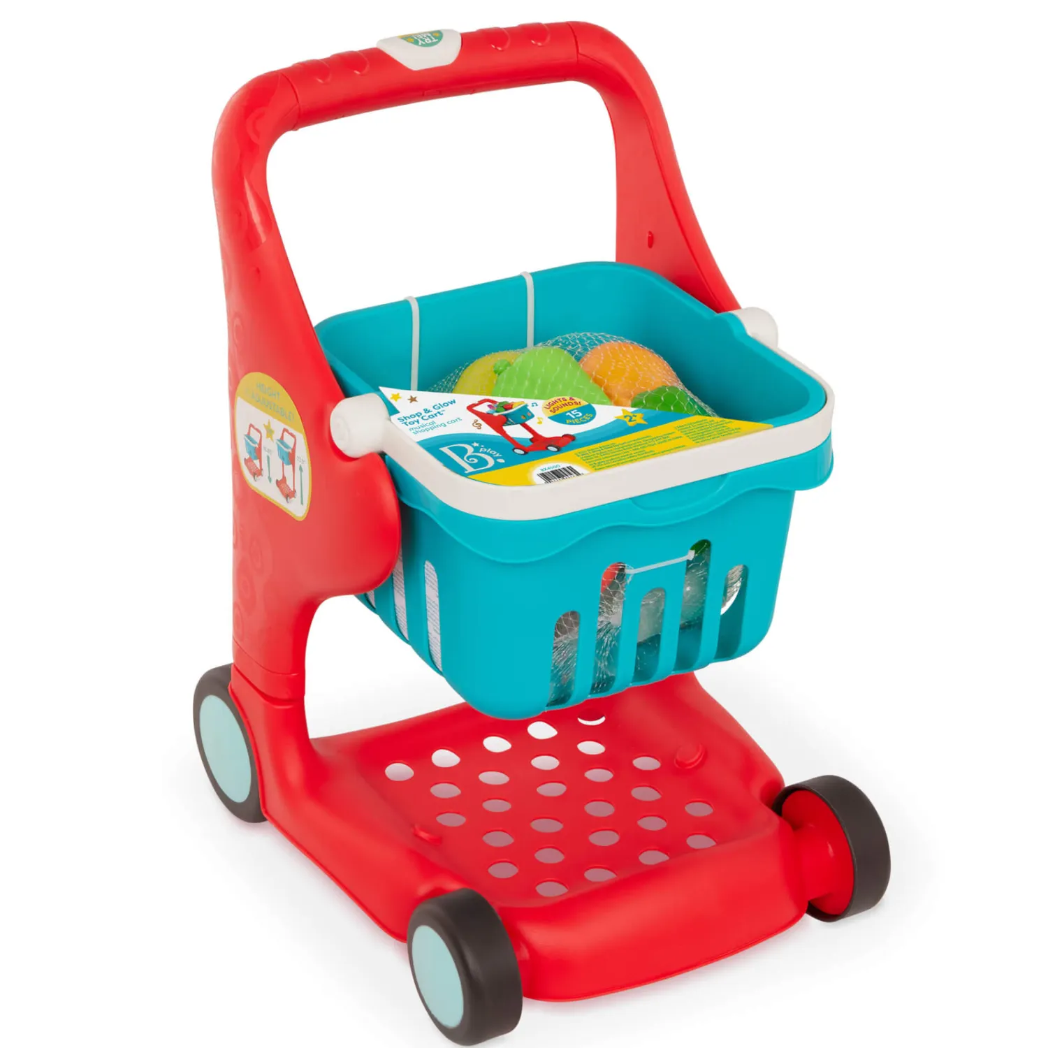 3 Lata +|2 Lata + | B.Toys Muzyczny wózek zakupowy - światło i dźwięk - wersja czerwona
