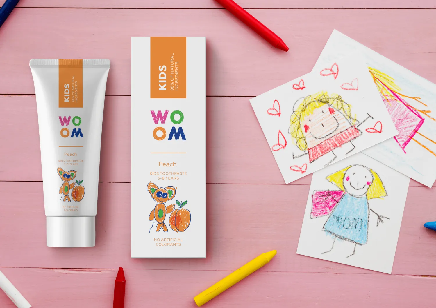 Naturalne Kosmetyki|Pielęgnacja Zębów | WOOM Naturalna pasta do zębów dla dzieci w wieku 3-8 lat o smaku brzoskwiniowym, 50 ml