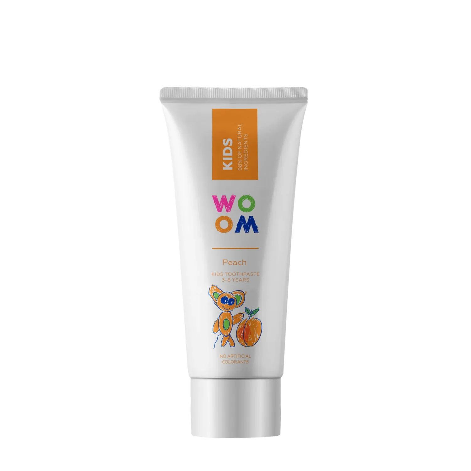 Naturalne Kosmetyki|Pielęgnacja Zębów | WOOM Naturalna pasta do zębów dla dzieci w wieku 3-8 lat o smaku brzoskwiniowym, 50 ml