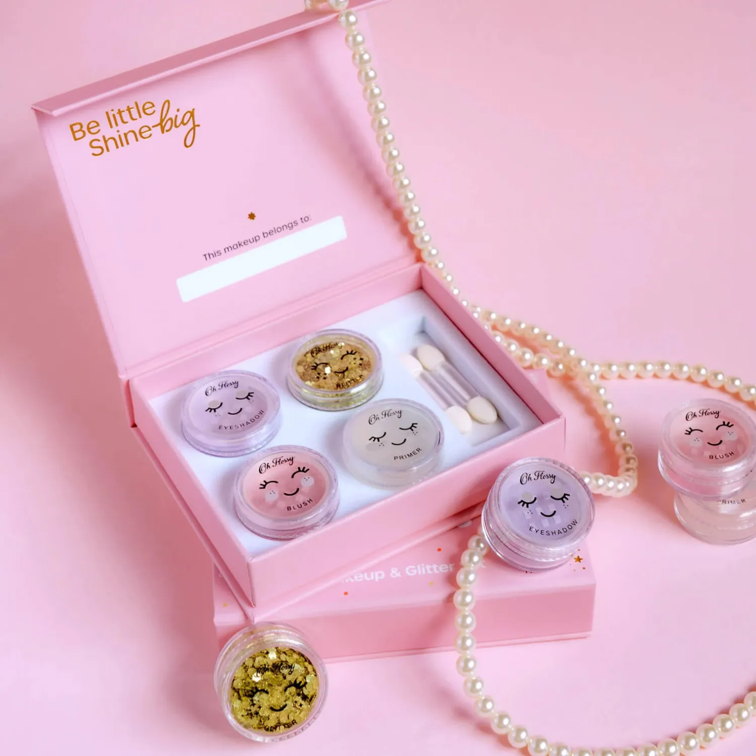 Naturalne Kosmetyki | Oh Flossy Naturalny zestaw do makijażu Ballet Sparkle, cień do powiek, róż, brokat bio i akcesoria