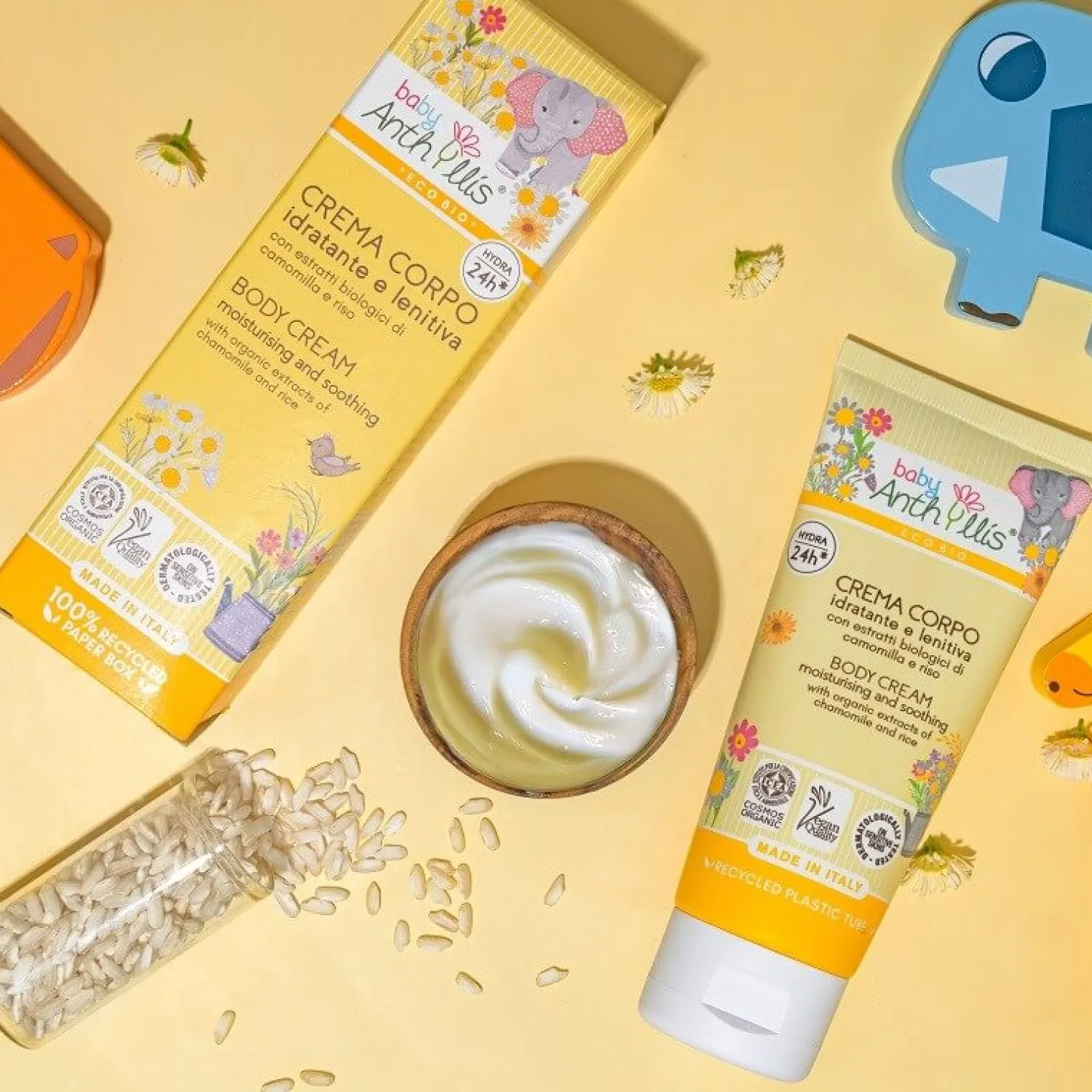 Naturalne Kosmetyki|Naturalne Kosmetyki | Baby Anthyllis Nawilżająco-łagodzący krem do ciała dla dzieci, z ekologicznym rumiankiem i ryżem, 100 ml