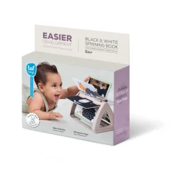 Kontrastowe|Aktywizujące | Taf Toys Obracająca się książeczka grzechocząca Tummy Time - Czarno-Biała