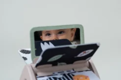 Kontrastowe|Aktywizujące | Taf Toys Obracająca się książeczka grzechocząca Tummy Time - Czarno-Biała