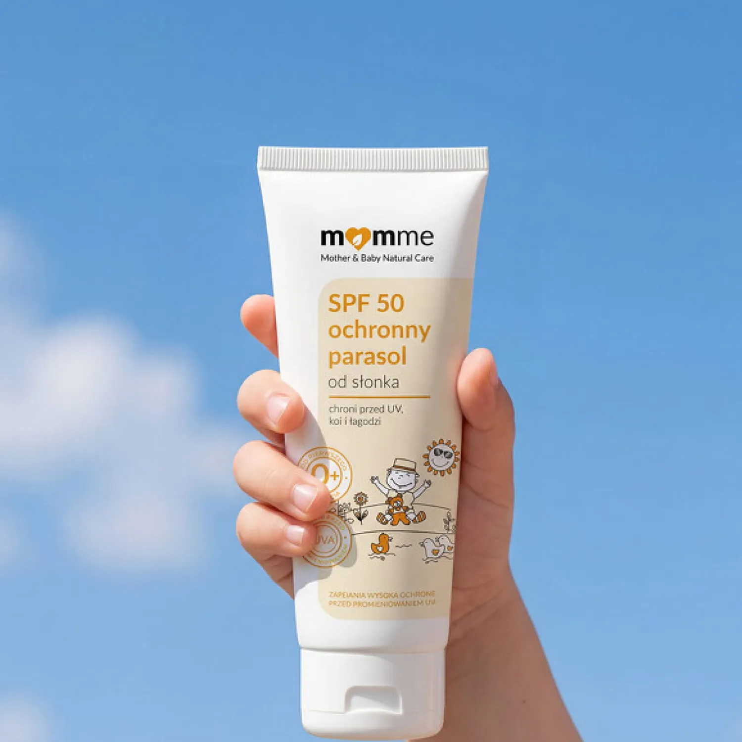 Bezpieczne Filtry|Naturalne Kosmetyki | MomMe Ochronny parasol od słonka, krem przeciwsłoneczny z filtrem SPF 50, 50 ml