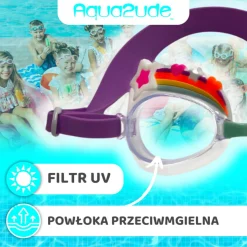 Do Kąpieli|Plażowe | Bling2o Okulary do pływania Aqua2ude - Tęcza z gwiazdkami 3+