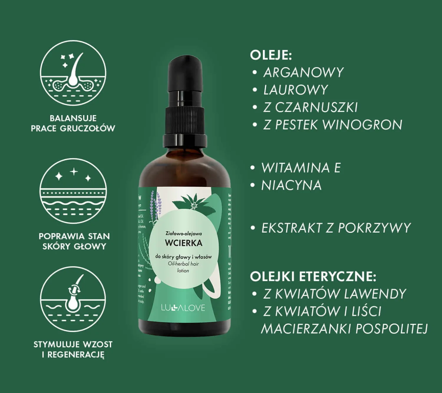 Naturalne Kosmetyki Dla Mam | Lullalove Olejowo-ziołowa wcierka do włosów, 100 ml