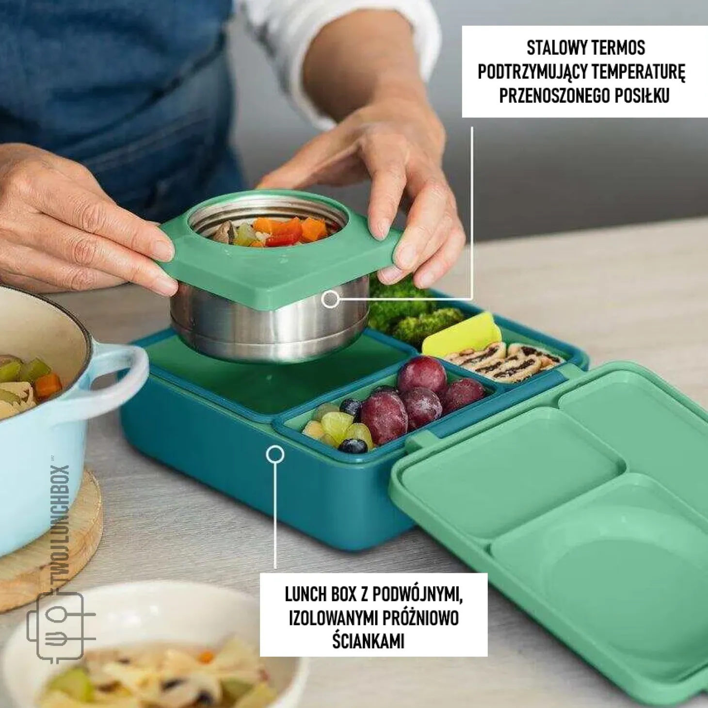 OMIEBOX lunch box z termosem, Meadow
