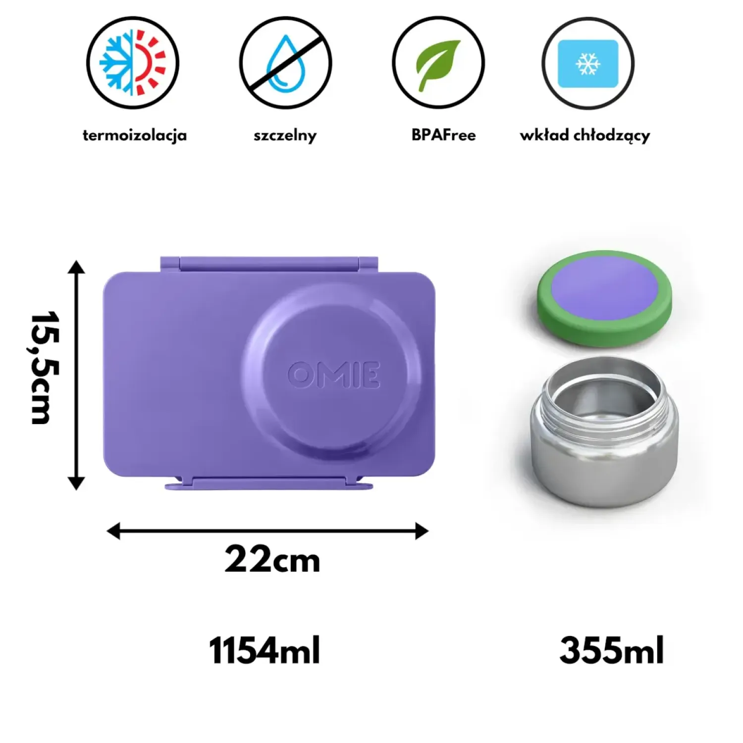 Lunchboxy|Przechowywanie Jedzenia | OMIE BOX UP lunch box z termosem, Galaxy Purple